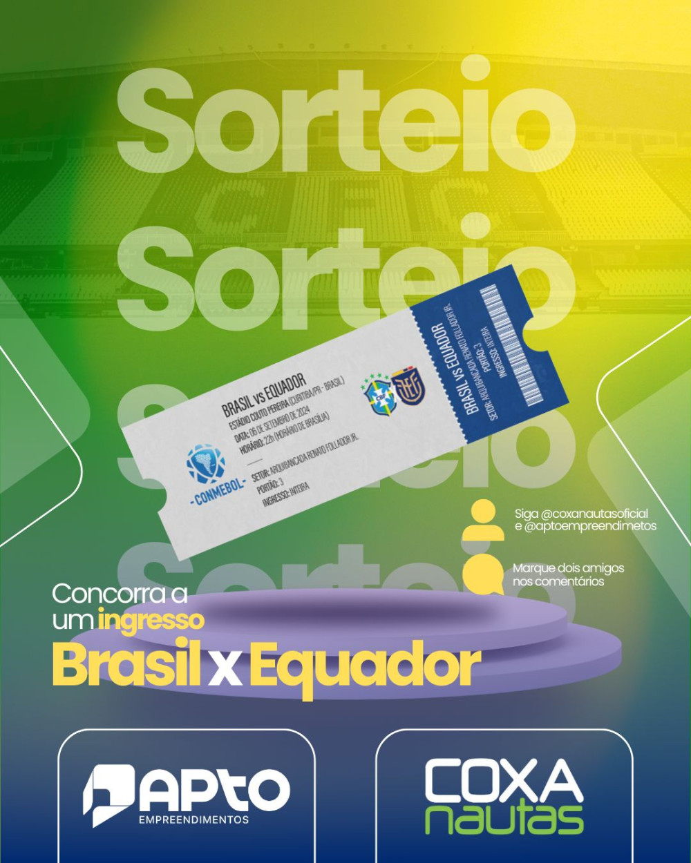 COXAnautas e APTO podem te levar ao jogo do Brasil