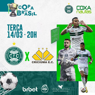 Coritiba busca vaga na terceira fase da Copa do Brasil contra o Criciúma