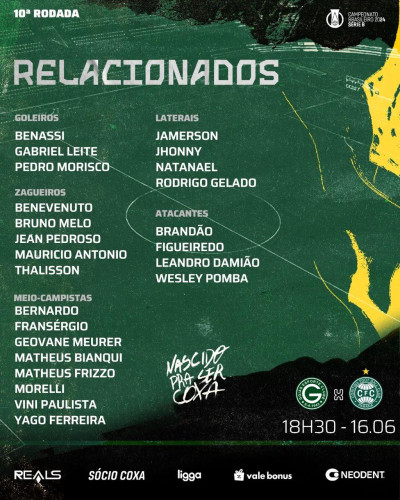 Lucas Ronier está fora da partida contra o Goiás