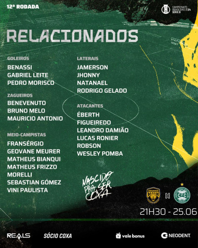 Robson é a novidade para o jogo contra o Amazonas