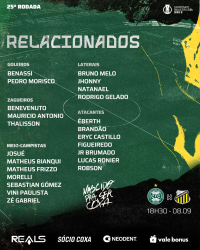 Seba Gómez é a principal novidade na lista para jogo contra o Novorizontino
