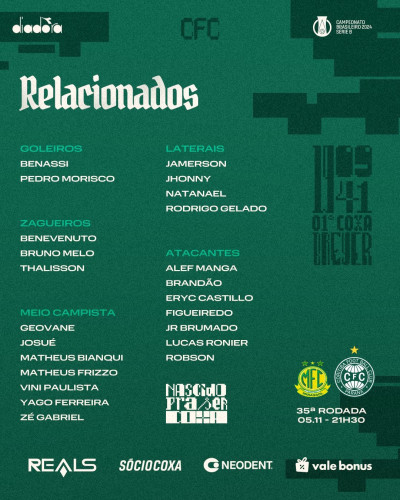 Sebastian Gómez desfalca o Coritiba contra o Mirassol