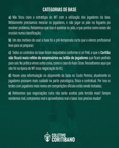 Coletivo Coritiba participou de reunião com funcionários do Coritiba e da Treecorp