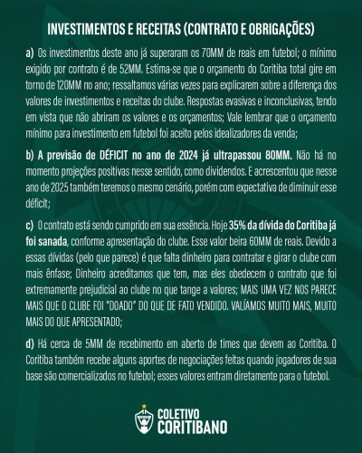 Coletivo Coritiba participou de reunião com funcionários do Coritiba e da Treecorp