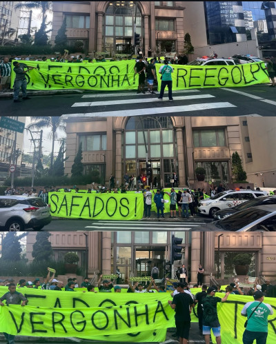 Torcida do Coritiba protesta na sede da Treecorp em São Paulo