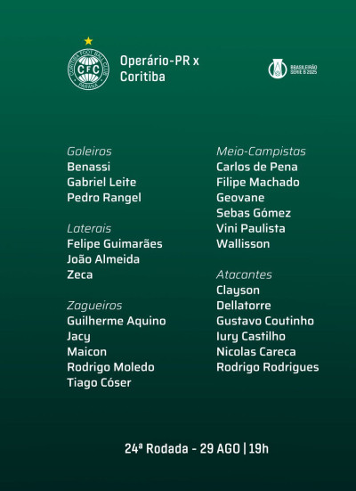 Coxa viaja à Ponta Grossa com vários desfalques
