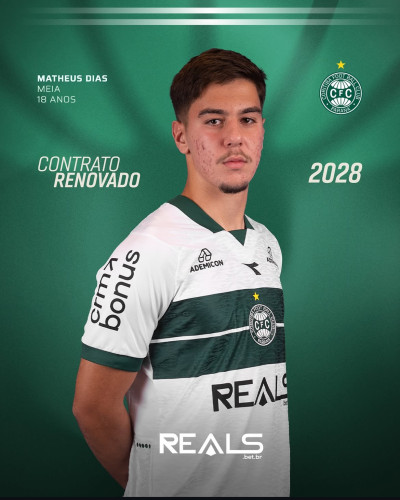 Coritiba renova contrato de Matheus Dias até 2028