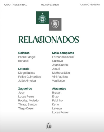 Seabra poupa alguns titulares para jogo contra o Cianorte