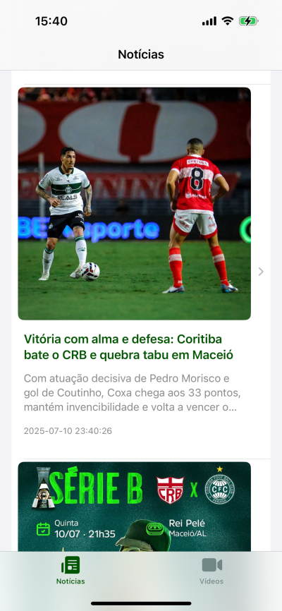 Lista de notícias do Coritiba