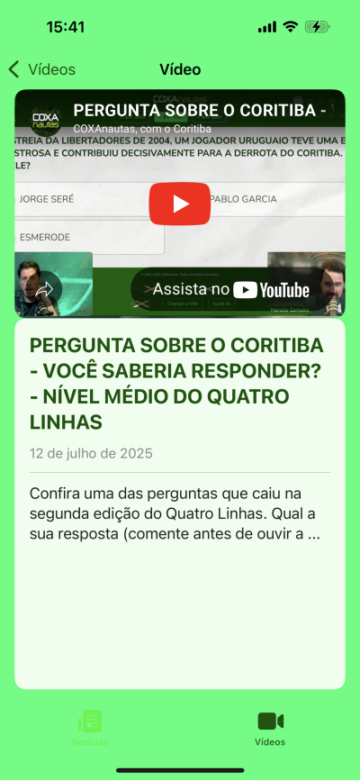 Assista aos vídeos diretamente do aplicativo